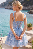 Apricot A-Line Sweetheart Floral Short Homecoming Dress with Sequins