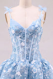 Pink A Line Corset Sweetheart Short Homecoming Dress with Flowers