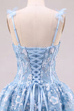 Pink A Line Corset Sweetheart Short Homecoming Dress with Flowers