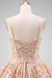 Apricot Corset Sweetheart Floral Short Homecoming Dress