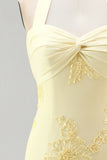 Daffodil Tight Halter Ruched Short Cocktail Dress with Floral Embroidery