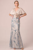 Sparkly Champagne Mermaid Sequins Long Mother Of the Bride Dress with 3D Appliques
