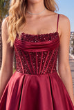 Blue A Line Corset Sequins Short Cocktail Dress with Lace Up Back