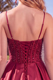 Blue A Line Corset Sequins Short Cocktail Dress with Lace Up Back