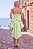 Black Strapless A Line Bubble Hem Cocktail Dress with Back Bow