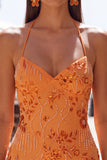 Apricot Bodycon Spaghetti Straps Beaded Short Cocktail Dress with Sequins