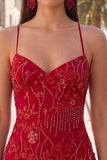 Apricot Bodycon Spaghetti Straps Beaded Short Cocktail Dress with Sequins