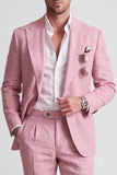 Light Pink Peak Lapel 2 Piece Single Breasted Men's Prom Suits