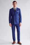 Royal Blue 2 Piece Peak Lapel Double Breasted Men's Prom Suits