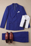 Royal Blue 2 Piece Peak Lapel Double Breasted Men's Prom Suits