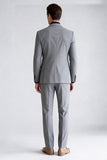 Grey 2 Piece Peak Lapel Double Breasted Men's Prom Suits