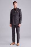 2 Piece Black Peak Lapel Double Breasted Men's Prom Suits