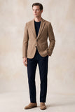 Khaki Notch Lapel Single Breasted 2‑Button Men's Blazer with Pockets