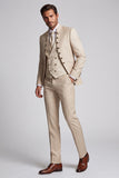 Apricot 3 Piece Mandarin Collar Double Breasted Men's Prom Suits