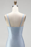 Blue Bodycon Thick Straps Sweetheart Short Homecoming Dress with Beading