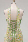 Green Sweetheart Bodycon Sequin Mini Party Dress with Neck Scarf