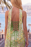 Green Sweetheart Bodycon Sequin Mini Party Dress with Neck Scarf