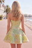 Strapless Green A-Line Corset Short Cocktail Dress with Sequins