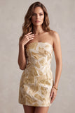 Champagne Bodycon Jacquard Strapless Short Cocktail Dress