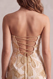 Champagne Bodycon Jacquard Strapless Short Cocktail Dress