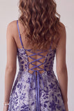 Blue A-Line Ruched Spaghetti Straps Sheer Short Cocktail Dress with Sequins