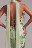 Green Mermaid Ruffled Strapless Long Prom Dress with Sequins