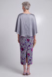 Grey Floral Velvet Sheath Satin Rhinestone Bateau Neck Mother of the Bride Dress with Cape