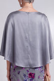 Grey Floral Velvet Sheath Satin Rhinestone Bateau Neck Mother of the Bride Dress with Cape