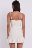 White Bodycon Ruffled Square Neck Short Little White Dress