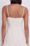 White Bodycon Ruffled Square Neck Short Little White Dress