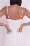 White Bodycon Spaghetti Straps Floral Sweetheart Short Little White Dress