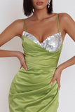 Dusty Sage Bodycon Ruched Strapless Short Cocktail Dress with Sequins