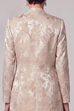 Champagne 2-Piece Jacquard Sheath Round Neck Long Mother of the Bride Dress with Jacket