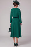 Dark Green Round Neck A-Line Tea-Length Mother of the Bride Dress with Bolero