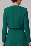 Dark Green Round Neck A-Line Tea-Length Mother of the Bride Dress with Bolero