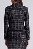 Black Two Piece Plaid Collar Long Sleeves Midi Work Dress