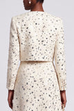Ivory Two Piece Round Neck Sequins Knee-Length Work Dress