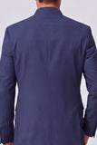 Navy 2 Piece Mandarin Collar Embroidery Men's Prom Suits