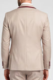 Shawl Lapel Champagne 3 Piece Double Breasted Men's Prom Suits