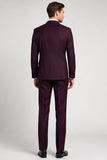 Single Breasted 3 Piece Peak Lapel Claret Men's Prom Suits