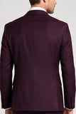 Single Breasted 3 Piece Peak Lapel Claret Men's Prom Suits