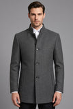Grey Stand Collar Single Breasted Men's Prom Blazer