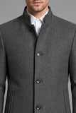 Grey Stand Collar Single Breasted Men's Prom Blazer