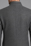 Grey Stand Collar Single Breasted Men's Prom Blazer