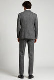 3 Piece Peak Lapel Grey Single Breasted Men's Prom Suits
