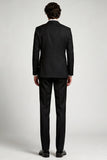Double Breasted Peak Lapel Black 2 Piece Men's Prom Suits