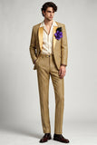 Golden 2 Piece Shawl Lapel Single Breasted Men's Prom Suits