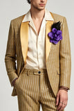 Golden 2 Piece Shawl Lapel Single Breasted Men's Prom Suits