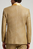 Golden 2 Piece Shawl Lapel Single Breasted Men's Prom Suits