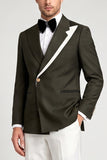 2 Piece Army Green Asymmetrical Peak Lapel Single Breasted Men's Prom Suits